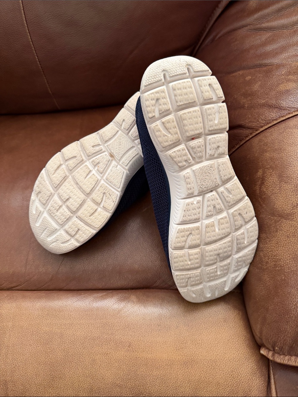 Skechers Navy Slip-On Wide Fit Knit Sneakers with Coral Accents - Picture 4 of 6